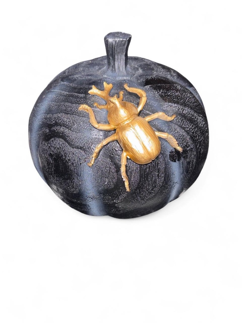 Gold Beetle Accent Pumpkin Black Halloween Holiday Decor Resin medium